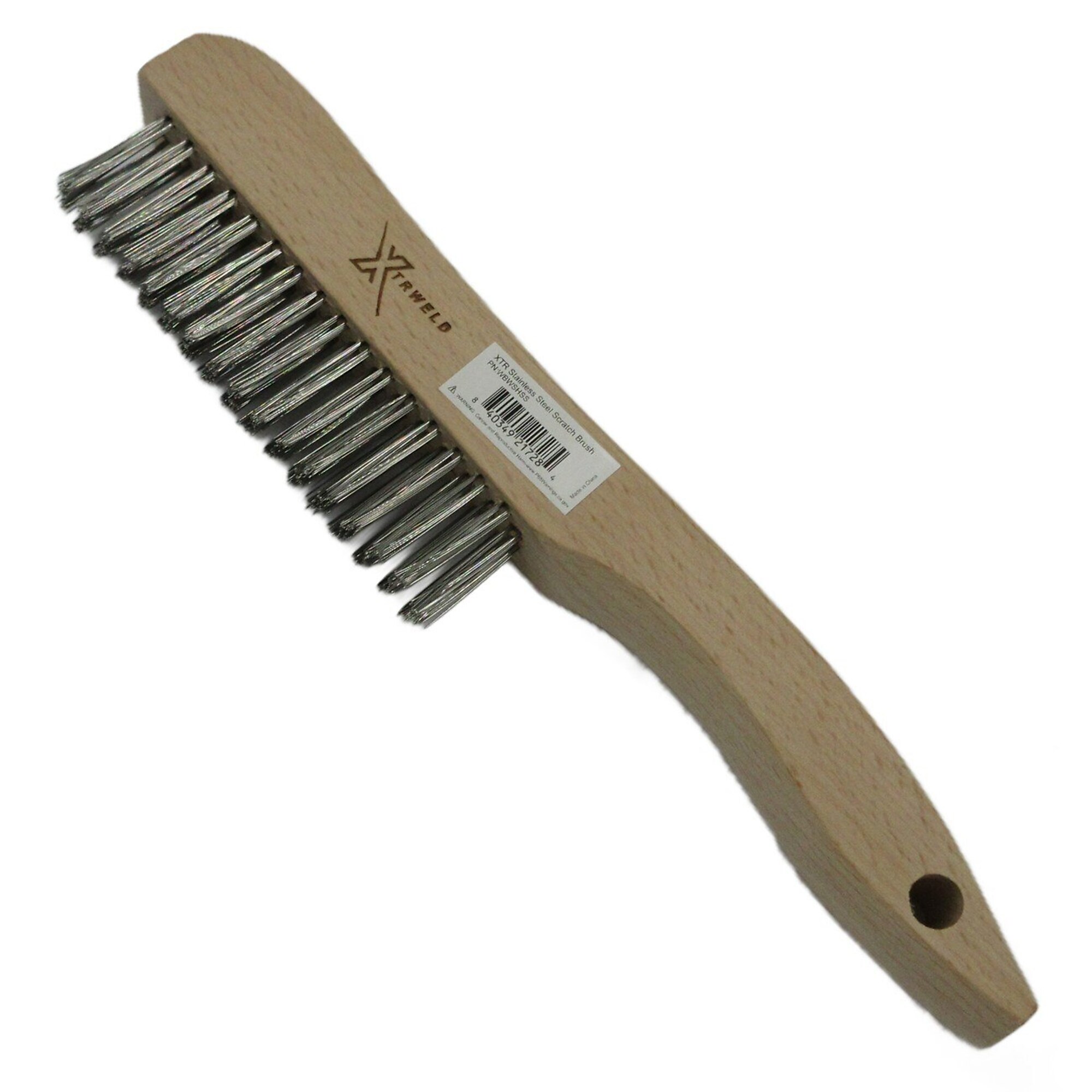 XTRweld Hand Scratch Brush — 4x16, Stainless Steel Bristles, Wood Handle, 12 Pk, Model# XTRWBWSHSS
